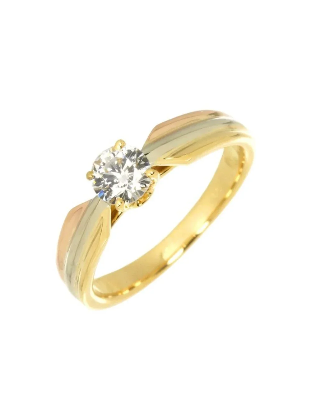 Cartier Trinity Solitaire Diamond VS 47 Ring 18k YG WG PG Triple Strand